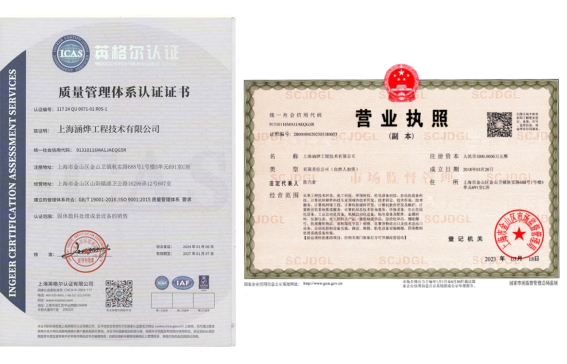 ISO9001质量管理体系认证证书和营业执照